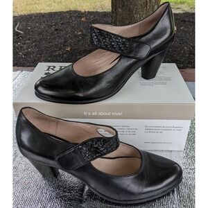 Womens Black Leather Mary Jane Pump Shoes Size 40 Regarde Le Ciel Marisi